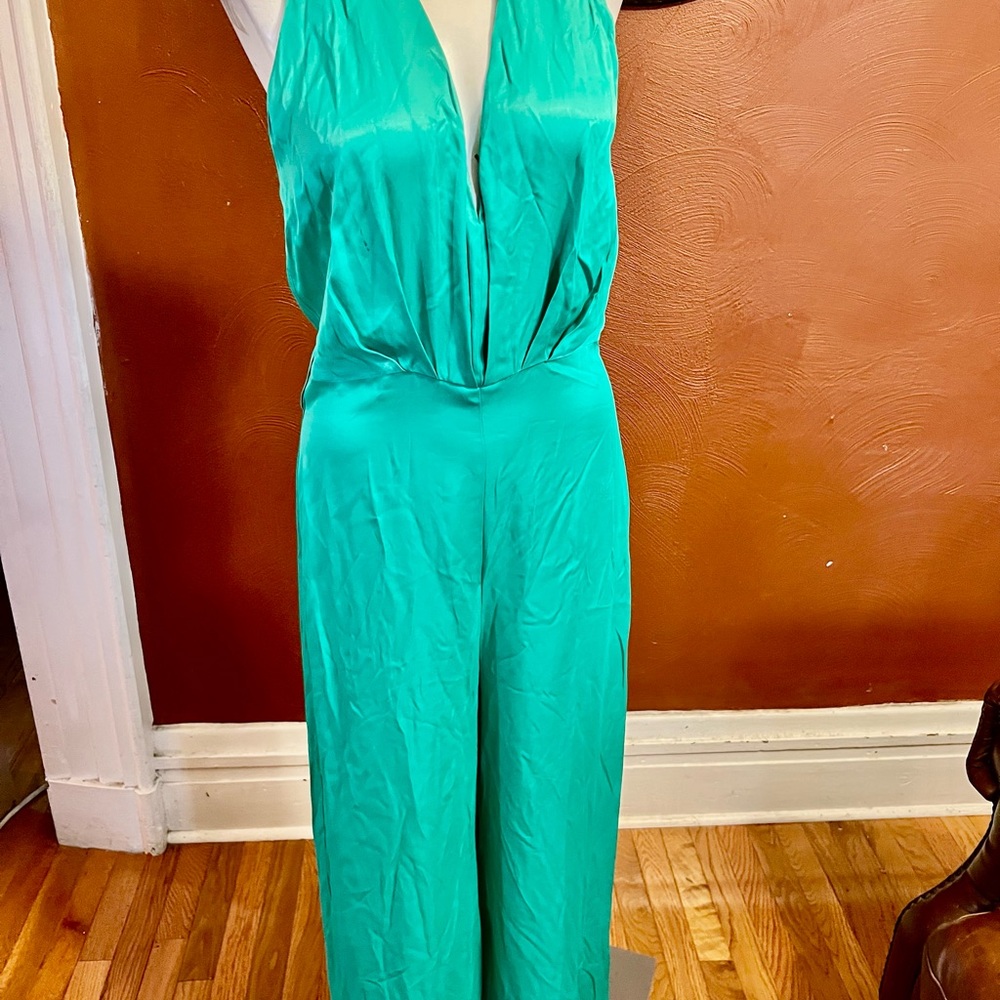 Green halter jumpsuit